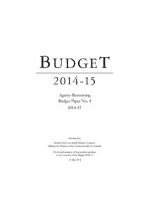 Agency Resourcing Budget Paper NoCirculated by Senator the Honourable Mathias Cormann