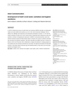 159  Short Communication Journal of Water, Sanitation and Hygiene for Development