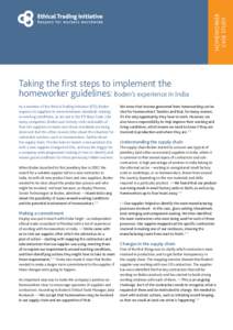 HOMEWORKER CASE STUDY Taking the first steps to implement the homeworker guidelines: Boden’s experience in India As a member of the Ethical Trading Initiative (ETI), Boden