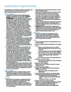 Submission requirements All contributions to the Family Law Review are welcome and should be emailed to the Thomson Reuters Editor at [removed]. Note to contributors •	 You agree that if