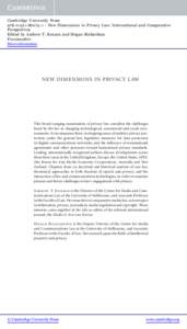 Cambridge University Press[removed]1 - New Dimensions in Privacy Law: International and Comparative Perspectives Edited by Andrew T. Kenyon and Megan Richardson Frontmatter More information