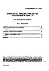 OECD Economic Studies No. 38, [removed]INTERNATIONAL PRODUCTION RELOCATION AND EXPORTS OF SERVICES by