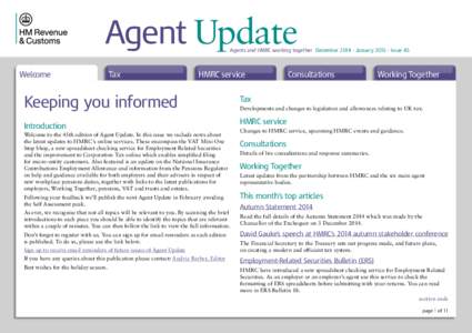 Agent Update  Agents and HMRC working together December[removed]January[removed]Issue 45 Welcome