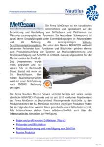 Firmenpräsentation MetOcean  Nautilus MARINE SERVICE GmbH