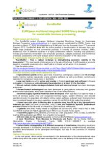 EuroBioRef36M Publishable Summary  PUBLISHABLE SUMMARY - LONG VERSION - M36 - APRIL 2013 EuroBioRef EUROpean multilevel integrated BIOREFinery design
