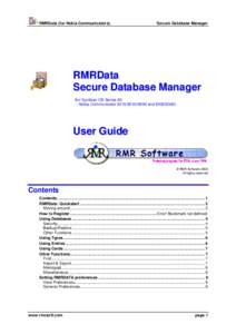 RMRData (for Nokia Communicators)  Secure Database Manager RMRData Secure Database Manager