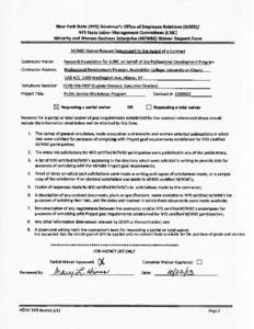 New York State (NYS)  Governor’s Office of Employee Relations (GOER)/NYS Labor Management Committees  Minority and Women-business Owned Enterprise (M/WBE) Utilization Plans or waivers for Contractors