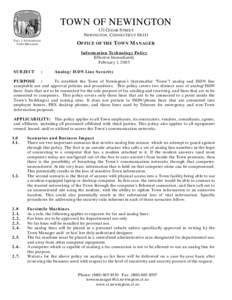 TOWN OF NEWINGTON 131 CEDAR STREET NEWINGTON, CONNECTICUT[removed]PAUL J. FETHERSTON TOWN MANAGER