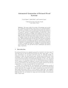 Automated Generation of Focused Proof Systems Vivek Nigam1 , Giselle Reis2 , and Leonardo Lima1 1  Federal University of Para´ıba, Brazil