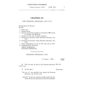 LAWS OF ANTIGUA AND BARBUDA  Pensions (Increase[removed]CAP. 315