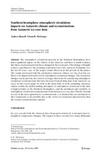 Climatic Change DOI[removed]s10584[removed]Southern hemisphere atmospheric circulation: impacts on Antarctic climate and reconstructions from Antarctic ice core data