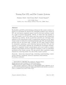 Taming Past LTL and Flat Counter Systems Stéphane Demria , Amit Kumar Dharb , Arnaud Sangnierb a b