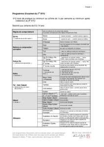 PAGE 1  Programme d’examen du 7e KYU  6 mois de pratique au minimum au rythme de 1x par semaine au minimum après l’obtention du 8e KYU