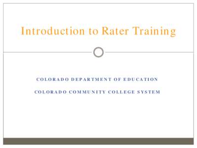 Colorado Department of Education  Performance Task Review