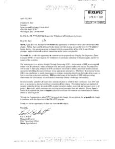 April 11,2003 Jonathan G. Katz Secretary Securities and Exchange Commission 450 Fifth Street, N.W. Washington, D.C[removed]