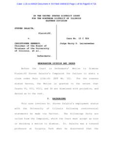 Case: 1:15-cvDocument #: 59 Filed: Page 1 of 56 PageID #:716  IN THE UNITED STATES DISTRICT COURT FOR THE NORTHERN DISTRICT OF ILLINOIS EASTERN DIVISION