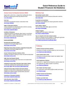 Quick Reference Guide to Student Financial Aid Statistics National Center for Education Statistics (NCES) NCES Data Tools