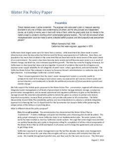 Water Fix Policy Paper Preamble 