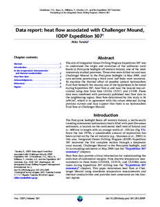 Ferdelman, T.G., Kano, A., Williams, T., Henriet, J.-P., and the Expedition 307 Scientists Proceedings of the Integrated Ocean Drilling Program, Volume 307 Data report: heat flow associated with Challenger Mound, IODP Ex