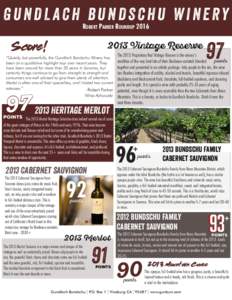 GUNDLACH BUNDSCHU WINERY Robert Parker Roundup 2016 Score!  2013 Vintage Reserve