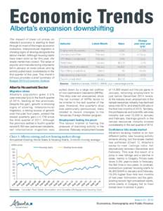 Economic Trends Alberta’s expansion downshifting The impact of lower oil prices on Alberta’s economy is starting to feed through to most of the major economic