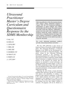 154  JDMS 17:154–161 May/June 2001 JOURNAL OF DIAGNOSTIC MEDICAL SONOGRAPHY May/June 2001 VOL. 17, NO. 3 MASTER’S DEGREE CURRICULUM / Hall et al