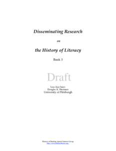 Disseminating Research on the History of Literacy Book 3