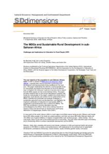 November 2005 Ministerial Seminar on Education for Rural People in Africa: Policy Lessons, Options and Priorities 7–9 September 2005, Addis Ababa, Ethiopia The MDGs and Sustainable Rural Development in subSaharan Afric