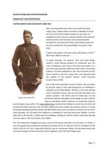 SOUTH AUSTRALIAN AVIATION MUSEUM SIGNIFICANT AVIATOR PROFILES CAPTAIN HENRY JOHN BUTLER RFC[removed]After a distinguished Great War service with the Royal Flying Corps, Captain Butler returned to Adelaide to found the 