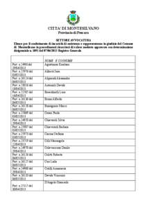 CITTA’ DI MONTESILVANO Provincia di Pescara SETTORE AVVOCATURA Elenco per il conferimento di incarichi di assistenza e rappresentanza in giudizio del Comune di Montesilvano in procedimenti risarcitori di valore modesto