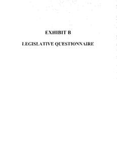 EXHIBIT B LEGISLATIVE QUESTIONNAIRE QUESTIONNAIRE FOR FILING PROPOSED RULES AND REGULATIONS WITH THE ARKANSAS LEGISLATIVE COUNCIL
