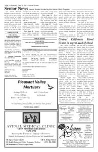 Page 2 • Thursday, June 19, 2014 • Avenal Chimes  Senior News Avenal Seniors invited to join Senior Meal Program The Senior Nutrition Program is open to individuals 60 years of age or older and their spouse for a sma