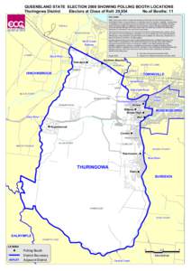 QUEENSLAND STATE ELECTION 2009 SHOWING POLLING BOOTH LOCATIONS Thuringowa District Electors at Close of Roll: 29,954 No.of Booths: 11 SHELLY SHELLY