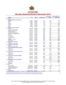 Government of Malawi National Statistical Office Monthly Statistical Bulletin November 2015 Indicator 1