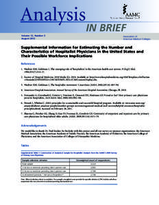 Analysis  IN BRIEF Volume 12, Number 3 August 2012