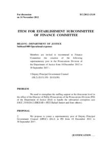 For discussion on 14 November 2012 EC[removed]ITEM FOR ESTABLISHMENT SUBCOMMITTEE