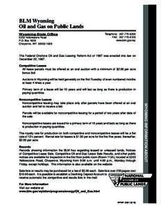 BLM  BLM Wyoming Oil and Gas on Public Lands Wyoming State Office 5353 Yellowstone Road