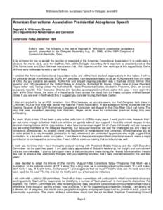 American Correctional Association / Ohio Department of Rehabilitation and Correction / Rutherford B. Hayes / Corrections / Restorative justice / Ohio / Ethics / State governments of the United States