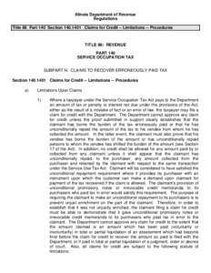 Title 86  Part 140  Section[removed]Claims for Credit - Limi