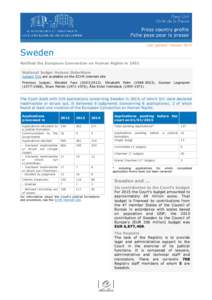 Last updated: January[removed]Sweden Ratified the European Convention on Human Rights in 1952 National Judge: Helena Jäderblom