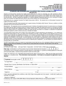 SP 62 Volunteer Firefighter License Plate Application