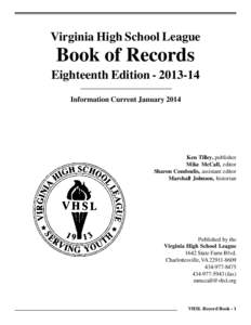 Virginia High School League  Book of Records