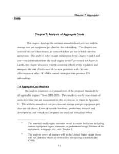 Chapter 7: Aggregate Costs Chapter 7: Analysis of Aggregate Costs 7KLVFKDSWHUGHYHORSVWKHXQLIRUPDQQXDOL]HGFRVWSHUFODVVDQGWKH DYHUDJHFRVWSHUHTXLSPHQWSHUFODVVIRUWKLVUXOHPDNLQJ7KLVFKDSWHUDOVR