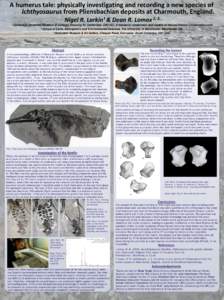 A humerus tale: physically investigating and recording a new species of Ichthyosaurus from Pliensbachian deposits at Charmouth, England. Nigel R. Larkin¹ & Dean R. 2, 3