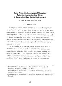 SomeTheoreticalAnalysesof Migration SelectionInteractionin a Cline: A Generalized Two RangeEnvironment S . KA R L IN a n d N . R IC H T ER-D Y N 1.