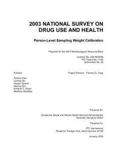 2003 NSDUH Methodological Resource Book (MRB) Person-Level Sampling Weight Calibration Report