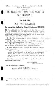 [Extract from Commonwealth of Australia Gazelle, No. 22, dated 1st March, 192S.J THE TERRITORY FOR THE SEAT OF GOVERNMENT. No. 6 of 1928.