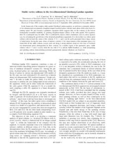 PHYSICAL REVIEW E, VOLUME 63, [removed]Stable vortex solitons in the two-dimensional Ginzburg-Landau equation L.-C. Crasovan,1 B. A. Malomed,2 and D. Mihalache1 1