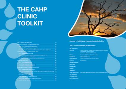 THE CAHP CLINIC TOOLKIT Annexe 1: Setting up a student-assisted clinic THE CAHP CLINIC TOOLKIT  