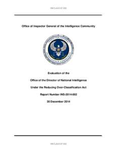 Evaluation of the ODNI Under the Reducing Over-Classification Act